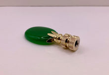 Load image into Gallery viewer, GREEN MALAYSIAN JADE Oval Stone Lamp Finial with AB,PB or SN Base (1-PC.)