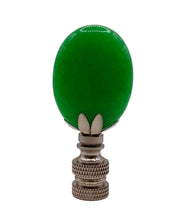 Load image into Gallery viewer, GREEN MALAYSIAN JADE Oval Stone Lamp Finial with AB,PB or SN Base (1-PC.)