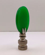 Load image into Gallery viewer, GREEN MALAYSIAN JADE Oval Stone Lamp Finial with AB,PB or SN Base (1-PC.)