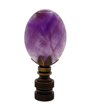 Load image into Gallery viewer, NATURAL AMETHYST Oval Stone Lamp Finial with AB,PB or SN Base (1-PC.)