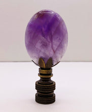 Load image into Gallery viewer, NATURAL AMETHYST Oval Stone Lamp Finial with AB,PB or SN Base (1-PC.)