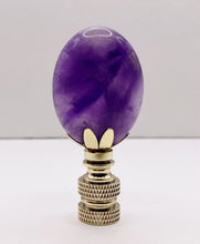 Load image into Gallery viewer, NATURAL AMETHYST Oval Stone Lamp Finial with AB,PB or SN Base (1-PC.)