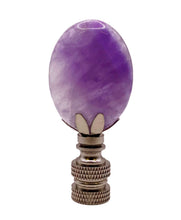 Load image into Gallery viewer, NATURAL AMETHYST Oval Stone Lamp Finial with AB,PB or SN Base (1-PC.)
