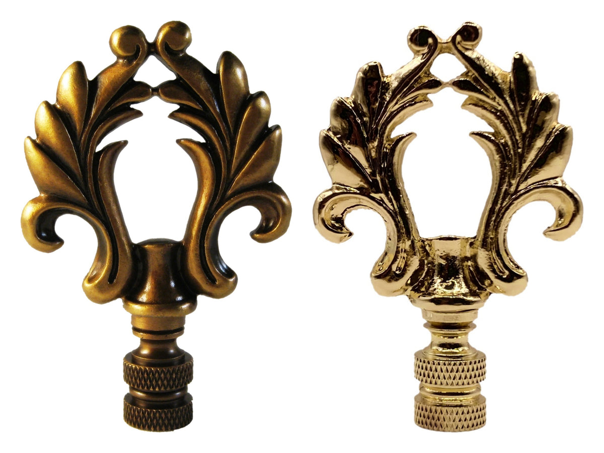 ORNAMENTAL LOOP Lamp Finial, Aged Brass or Polished Brass Finish, High Lamp Finial Designs
