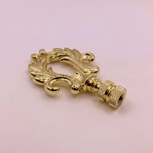 Load image into Gallery viewer, ORNAMENTAL LOOP Lamp Finial, Aged Brass or Polished Brass Finish, Highly detailed metal casting (1-Pc.)