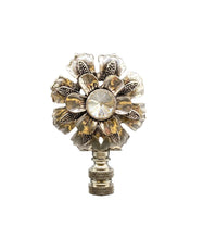 Load image into Gallery viewer, FLOWER BUD RHINESTONE Lamp Finial-Antique Silver Finish