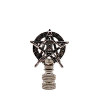 Load image into Gallery viewer, Holiday-Halloween Lamp Finial-SKELETON&PENTAGRAM-Antique Silver Finish w/SN Base