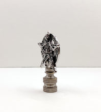 Load image into Gallery viewer, Holiday-Halloween Lamp Finial-SKELETON&PENTAGRAM-Antique Silver Finish w/SN Base
