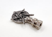 Load image into Gallery viewer, Holiday-Halloween Lamp Finial-SKELETON&PENTAGRAM-Antique Silver Finish w/SN Base