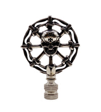 Load image into Gallery viewer, Holiday-Halloween Lamp Finial-SKULL&DAGGERS-Antique Silver Finish w/SN Base