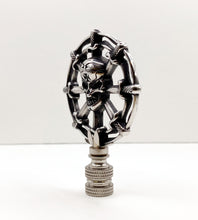 Load image into Gallery viewer, Holiday-Halloween Lamp Finial-SKULL&DAGGERS-Antique Silver Finish w/SN Base
