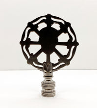 Load image into Gallery viewer, Holiday-Halloween Lamp Finial-SKULL&DAGGERS-Antique Silver Finish w/SN Base