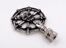 Load image into Gallery viewer, Holiday-Halloween Lamp Finial-SKULL&DAGGERS-Antique Silver Finish w/SN Base