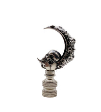 Load image into Gallery viewer, Holiday-Halloween Lamp Finial-SKULL&MOON-Antique Silver Finish w/SN Base
