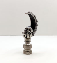 Load image into Gallery viewer, Holiday-Halloween Lamp Finial-SKULL&MOON-Antique Silver Finish w/SN Base