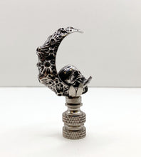 Load image into Gallery viewer, Holiday-Halloween Lamp Finial-SKULL&MOON-Antique Silver Finish w/SN Base