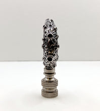 Load image into Gallery viewer, Holiday-Halloween Lamp Finial-SKULL&MOON-Antique Silver Finish w/SN Base