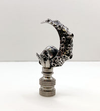 Load image into Gallery viewer, Holiday-Halloween Lamp Finial-SKULL&MOON-Antique Silver Finish w/SN Base