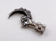 Load image into Gallery viewer, Holiday-Halloween Lamp Finial-SKULL&MOON-Antique Silver Finish w/SN Base