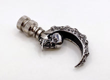 Load image into Gallery viewer, Holiday-Halloween Lamp Finial-SKULL&MOON-Antique Silver Finish w/SN Base