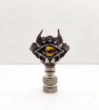 Load image into Gallery viewer, Holiday-Halloween Lamp Finial-SKULLS&SEEING EYE-Antique Silver Finish w/SN Base