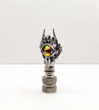 Load image into Gallery viewer, Holiday-Halloween Lamp Finial-SKULLS&SEEING EYE-Antique Silver Finish w/SN Base