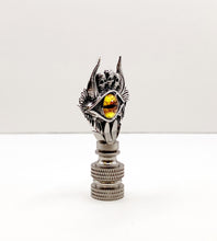 Load image into Gallery viewer, Holiday-Halloween Lamp Finial-SKULLS&SEEING EYE-Antique Silver Finish w/SN Base