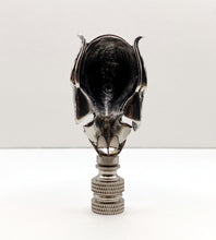 Load image into Gallery viewer, Holiday-Halloween Lamp Finial-SKULL&TURQUOISE BEAD-Antique Silver Finish w/SN Base