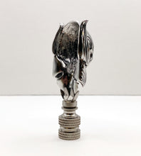 Load image into Gallery viewer, Holiday-Halloween Lamp Finial-SKULL&TURQUOISE BEAD-Antique Silver Finish w/SN Base
