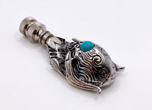 Load image into Gallery viewer, Holiday-Halloween Lamp Finial-SKULL&TURQUOISE BEAD-Antique Silver Finish w/SN Base