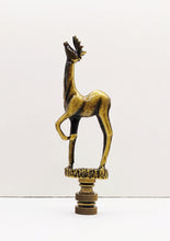 Load image into Gallery viewer, STANDING DEER Lamp Finial-Aged Brass Finish, Highly detailed metal casting