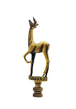 Load image into Gallery viewer, STANDING DEER Lamp Finial-Aged Brass Finish, Highly detailed metal casting