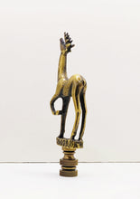 Load image into Gallery viewer, STANDING DEER Lamp Finial-Aged Brass Finish, Highly detailed metal casting