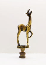 Load image into Gallery viewer, STANDING DEER Lamp Finial-Aged Brass Finish, Highly detailed metal casting