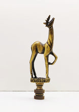 Load image into Gallery viewer, STANDING DEER Lamp Finial-Aged Brass Finish, Highly detailed metal casting