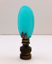 Load image into Gallery viewer, TURQUOISE JADE Oval Stone Lamp Finial with AB,PB or SN Base (1-PC.)