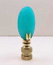 Load image into Gallery viewer, TURQUOISE JADE Oval Stone Lamp Finial with AB,PB or SN Base (1-PC.)