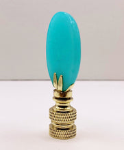 Load image into Gallery viewer, TURQUOISE JADE Oval Stone Lamp Finial with AB,PB or SN Base (1-PC.)