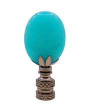 Load image into Gallery viewer, TURQUOISE JADE Oval Stone Lamp Finial with AB,PB or SN Base (1-PC.)