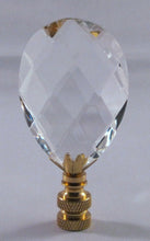 Load image into Gallery viewer, GLASS FACETED ALMOND-Lamp Finial-Clear, Polished Brass Finish