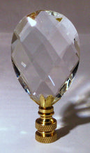 Load image into Gallery viewer, GLASS FACETED ALMOND-Lamp Finial-Clear, Polished Brass Finish