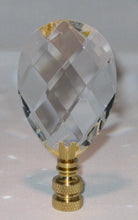 Load image into Gallery viewer, GLASS FACETED ALMOND-Lamp Finial-Clear, Polished Brass Finish