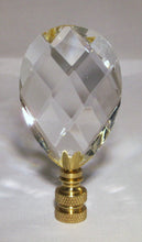 Load image into Gallery viewer, GLASS FACETED ALMOND-Lamp Finial-Clear, Polished Brass Finish