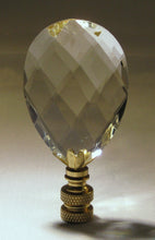 Load image into Gallery viewer, GLASS FACETED ALMOND-Lamp Finial-Clear, Polished Brass Finish