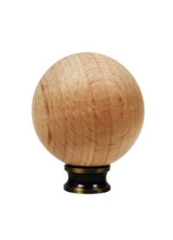 Load image into Gallery viewer, WOOD BALL Solid Beech Lamp Finial W/Dual Thread Base in 4 Plated Finishes-Small