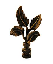 Load image into Gallery viewer, 4-LEAVES Lamp Finial, Aged Brass Finish, Highly detailed metal casting