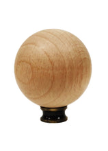 Load image into Gallery viewer, WOOD BALL Solid Beech Lamp Finial W/Dual Thread Base in 4 Plated Finishes-Large