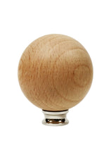 Load image into Gallery viewer, WOOD BALL Solid Beech Lamp Finial W/Dual Thread Base in 4 Plated Finishes-Large
