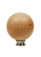 Load image into Gallery viewer, WOOD BALL Solid Beech Lamp Finial W/Dual Thread Base in 4 Plated Finishes-Large
