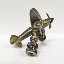 Load image into Gallery viewer, AIRPLANE Lamp Finial, Aged Brass Finish, Highly detailed metal casting